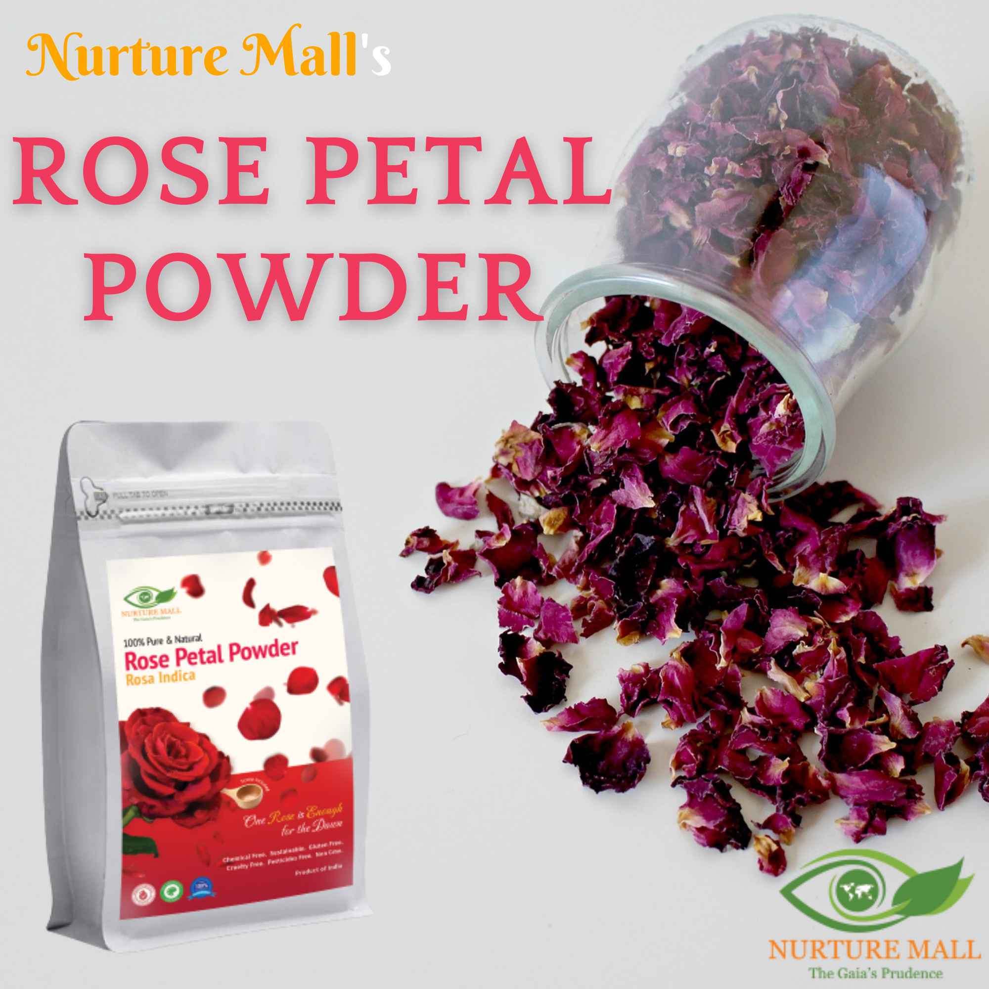 Organic Rose Petal Powder, Chemical Free 100% Natural, Antiageing Cooling,  for Skin Care, Facial Mask, 227g, 1/2lbs, 8oz : : Beauty &  Personal Care